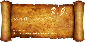 Rontó Jordán névjegykártya